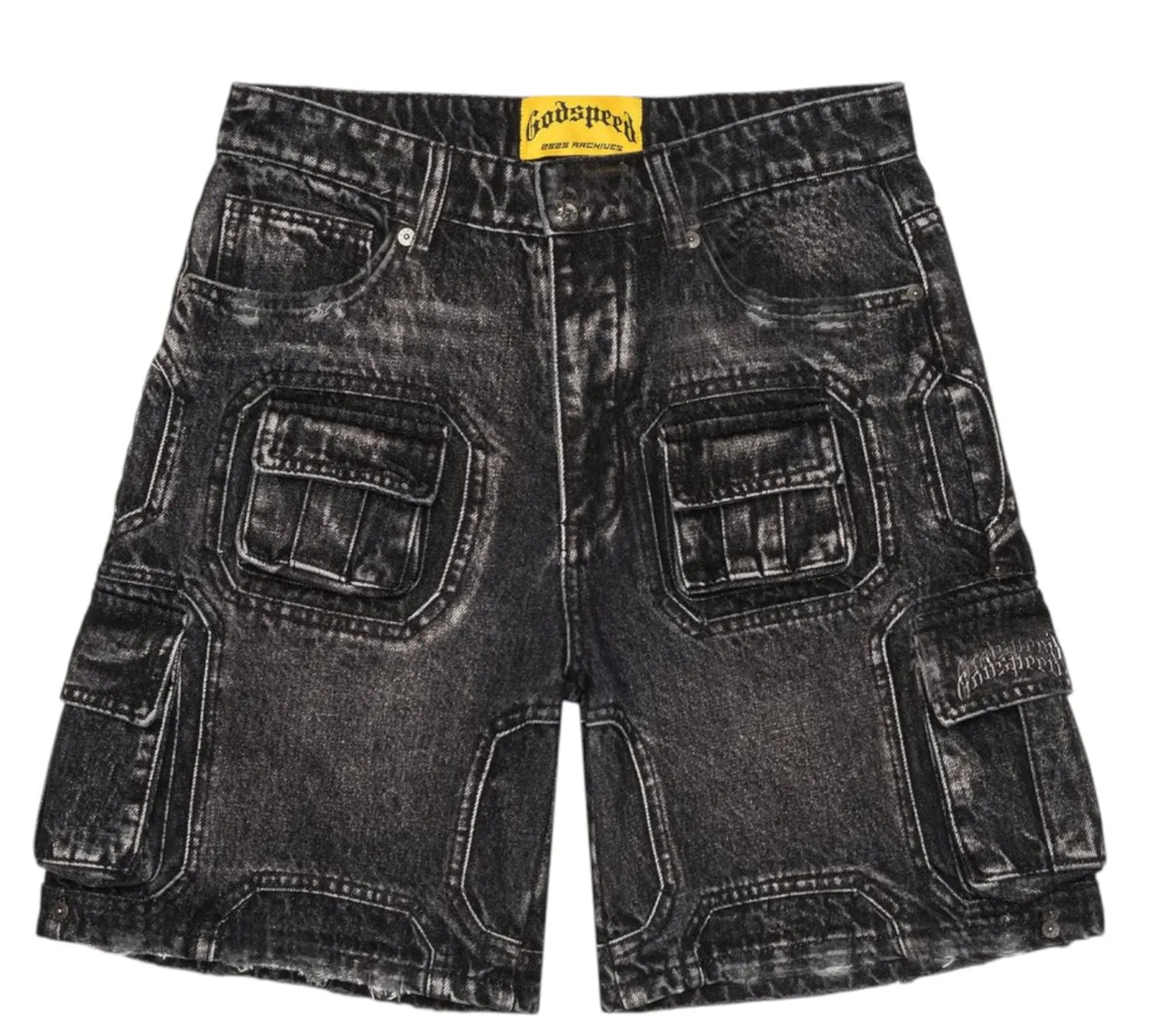 Godspeed Octagon Cargo Denim Shorts Black - Court Side Gear & More