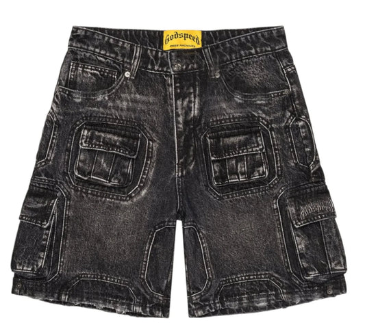 Godspeed Octagon Cargo Denim Shorts Black - Court Side Gear & More