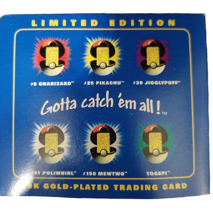 Pokemon Limited Edition 23K Gold-Plated Trading Card
