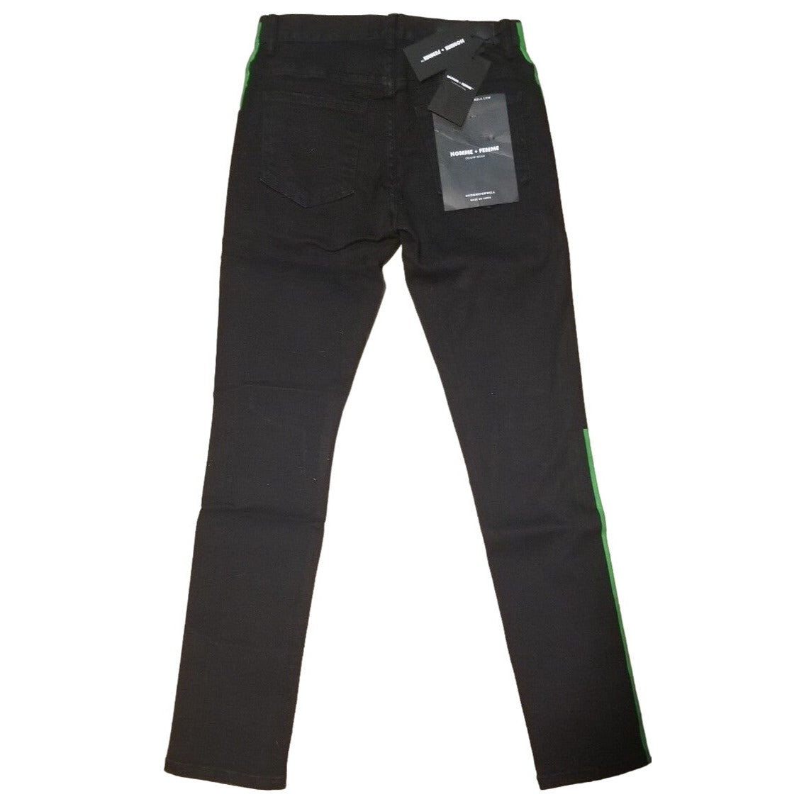Homme Femme Black Jean's Green Side Stripe UNISEX-Size 28