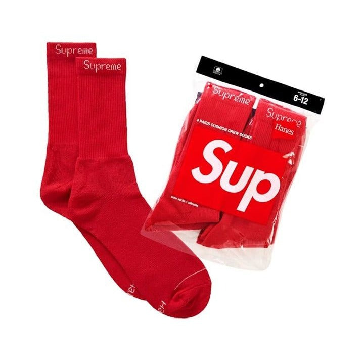 Supreme Hanes Socks (4 Pack) Red