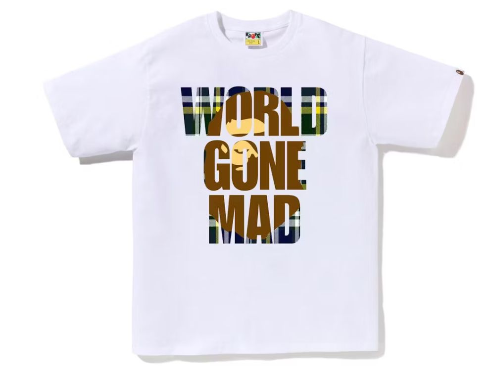 BAPE CHECK WGM APE HEAD OVERLAP T-Shirt - Court Side Gear & More