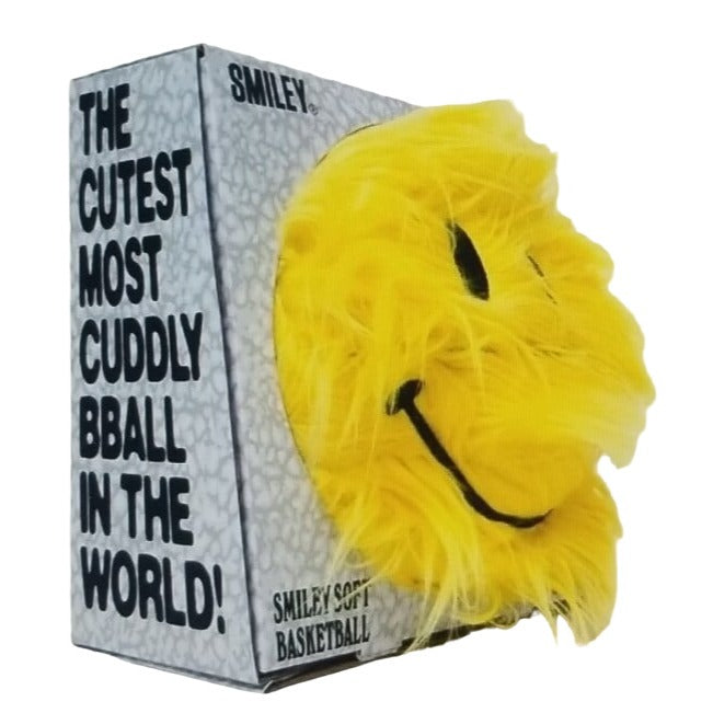 Market Smiley Yellow Fuzzy Plush Basketball