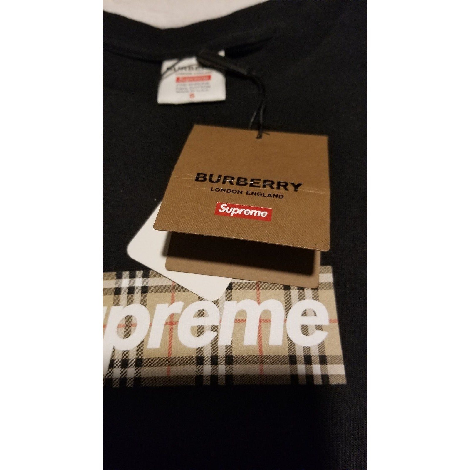 Supreme Burberry Box Logo Tee Tags